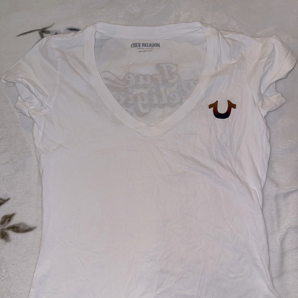 True Religion White V Neck top